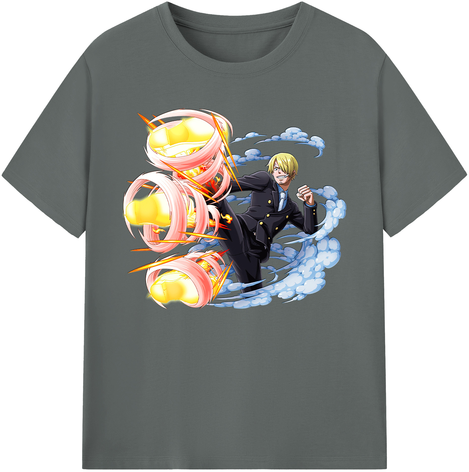 （画像用） ワンピース サンジ ONE PIECE Sanji 綿100％ メンズ半袖Tシャツ｜肌触りやわらか＆通気性